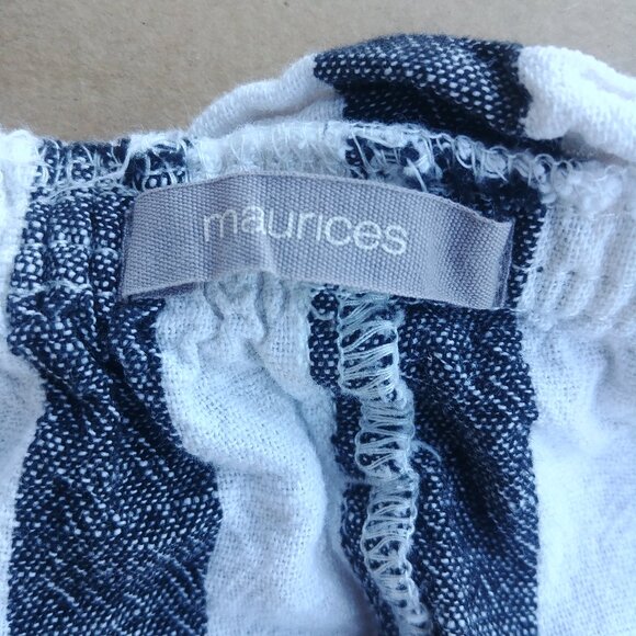 Linen cotton shorts navy blue and white stripes size 16W - Picture 12 of 15